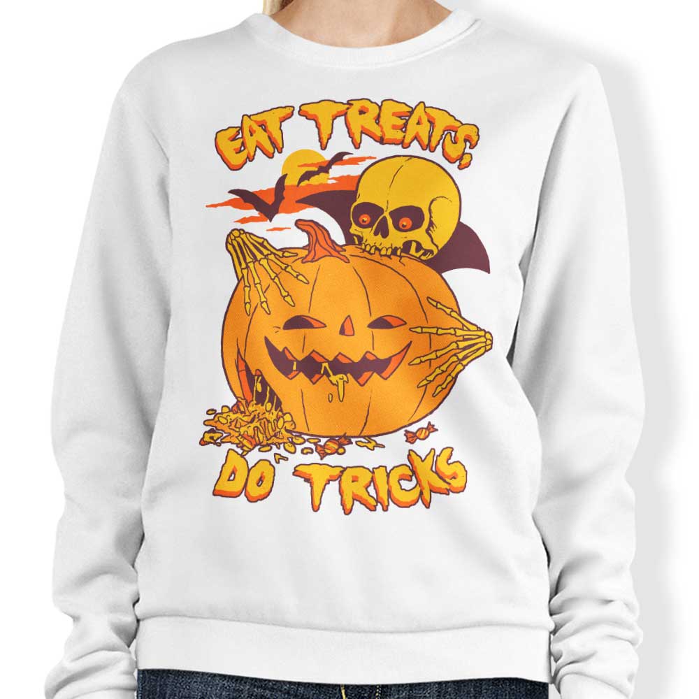 Hillary White's Eat Tricks, Do Treats Crewneck Sweatshirt for All Sizes