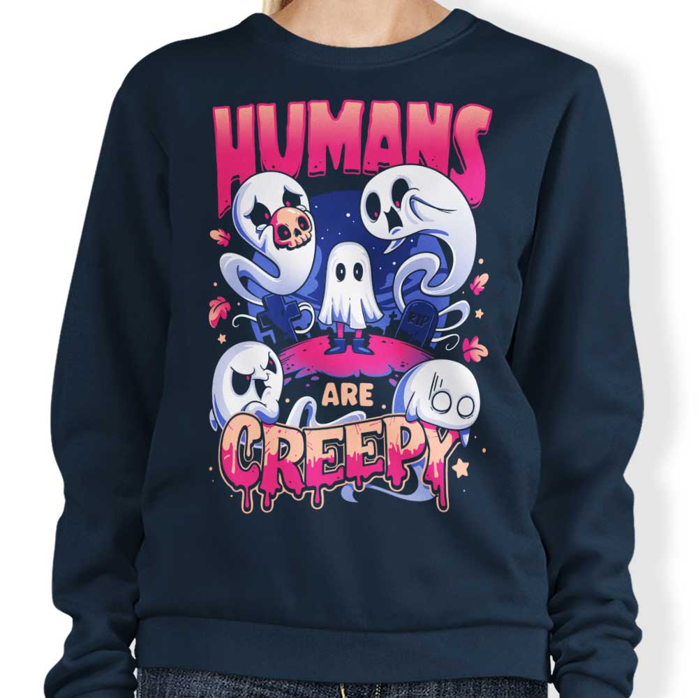 Creepy Humans Themed Crewneck Sweatshirt for All Sizes