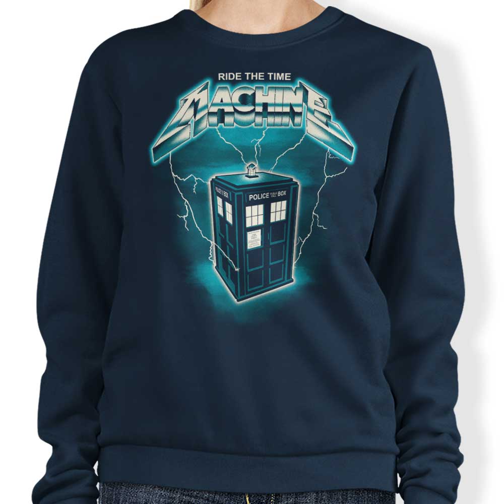 Travel Through Time with Our Retro Division Ride the Time Machine Crewneck Sweatshirt