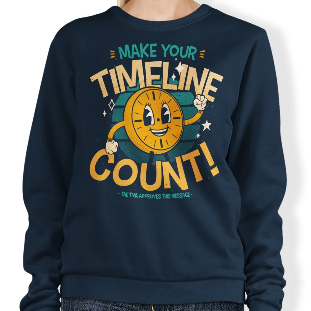 Teesgeex 'Make Your Timeline Count' Comfortable Crewneck Sweatshirt in S - 4XL