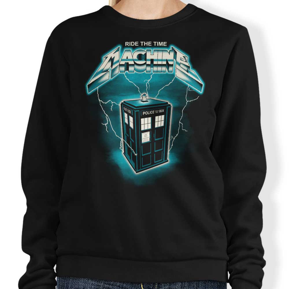 Travel Through Time with Our Retro Division Ride the Time Machine Crewneck Sweatshirt