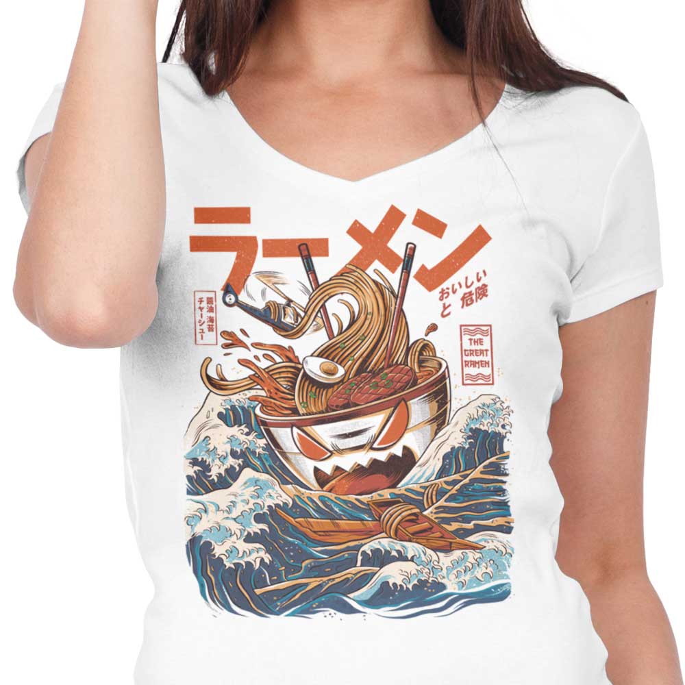 Fantastic Ramen Design Off Kanagawa Women's V-Neck T-Shirt
