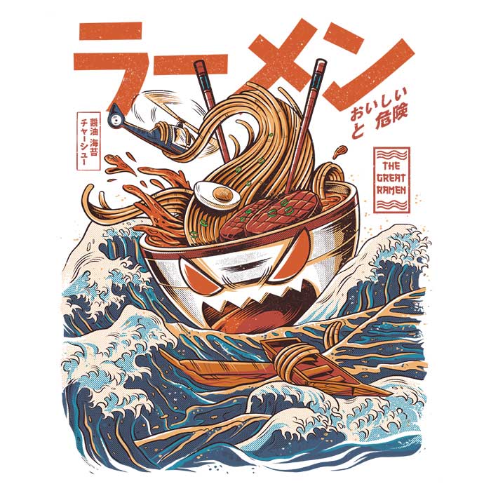 Fantastic Ramen Design Off Kanagawa Women's V-Neck T-Shirt