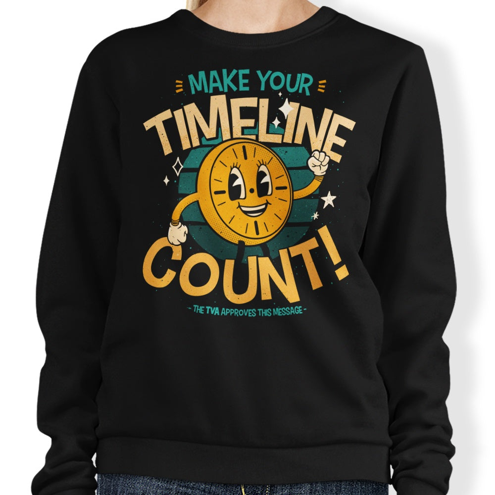 Teesgeex 'Make Your Timeline Count' Comfortable Crewneck Sweatshirt in S - 4XL