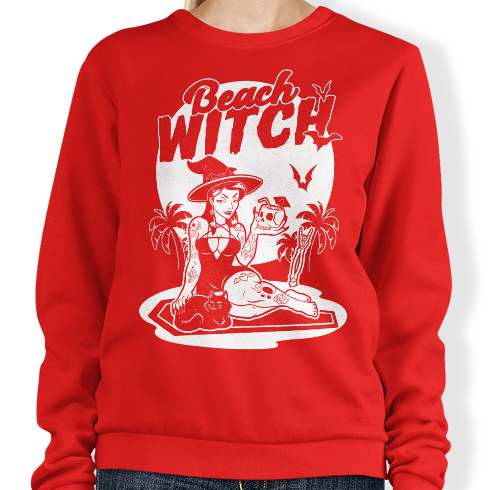 Studio Mootant's Comfortable 80/20 Cotton/Poly Beach Witch Crewneck Sweatshirt