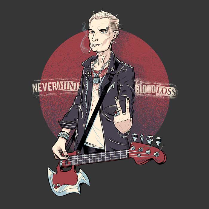 Women's Stylish V-Neck T-Shirt - 'Nevermind the Blood Loss' by Kgullholmen