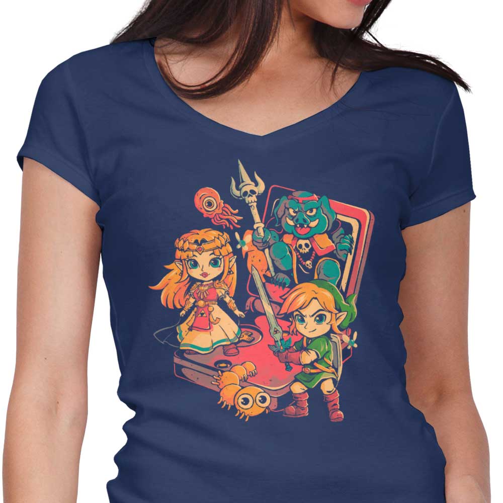 Arigatees' Stylish Women's V-Neck Brave Game Boy Top