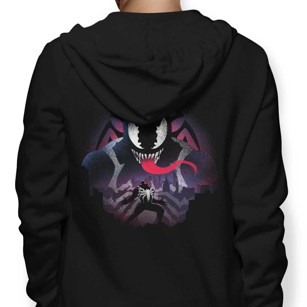 Stylish Black Symbiote Inspired Hoodie by Donnie Illustrations