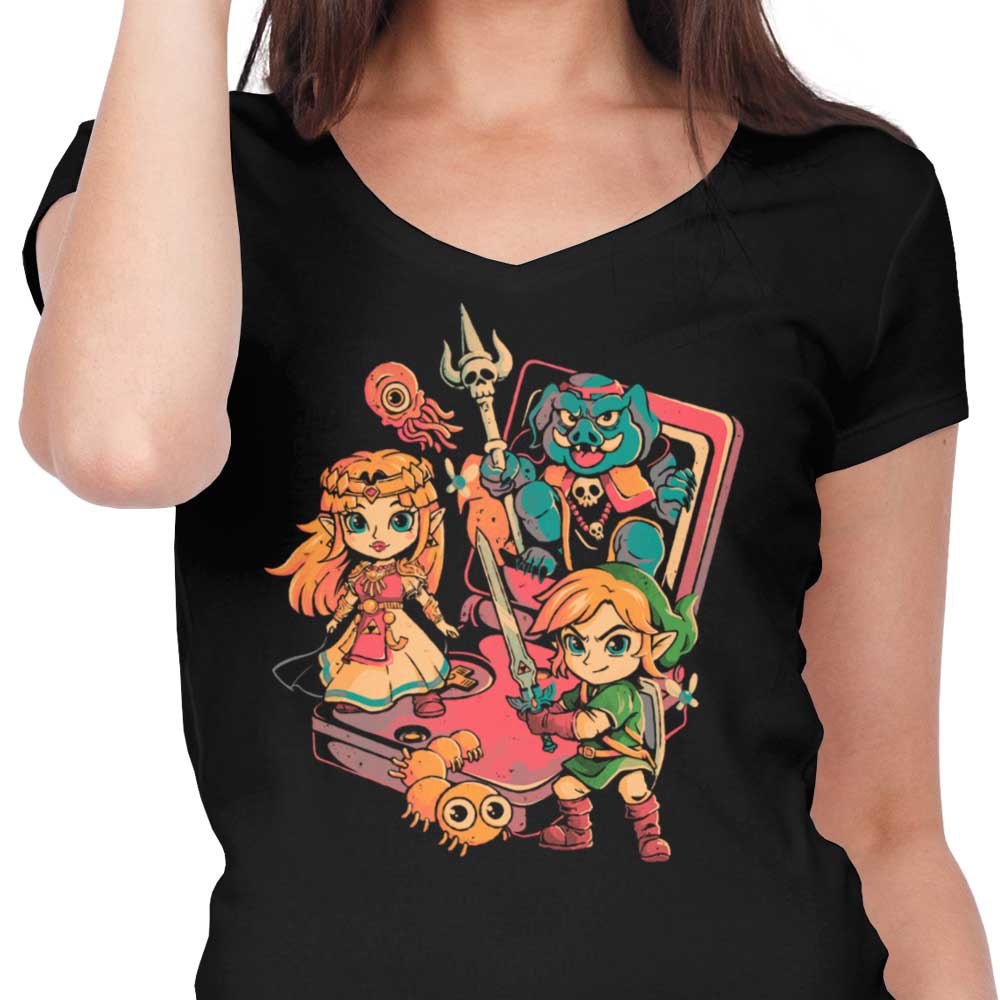 Arigatees' Stylish Women's V-Neck Brave Game Boy Top