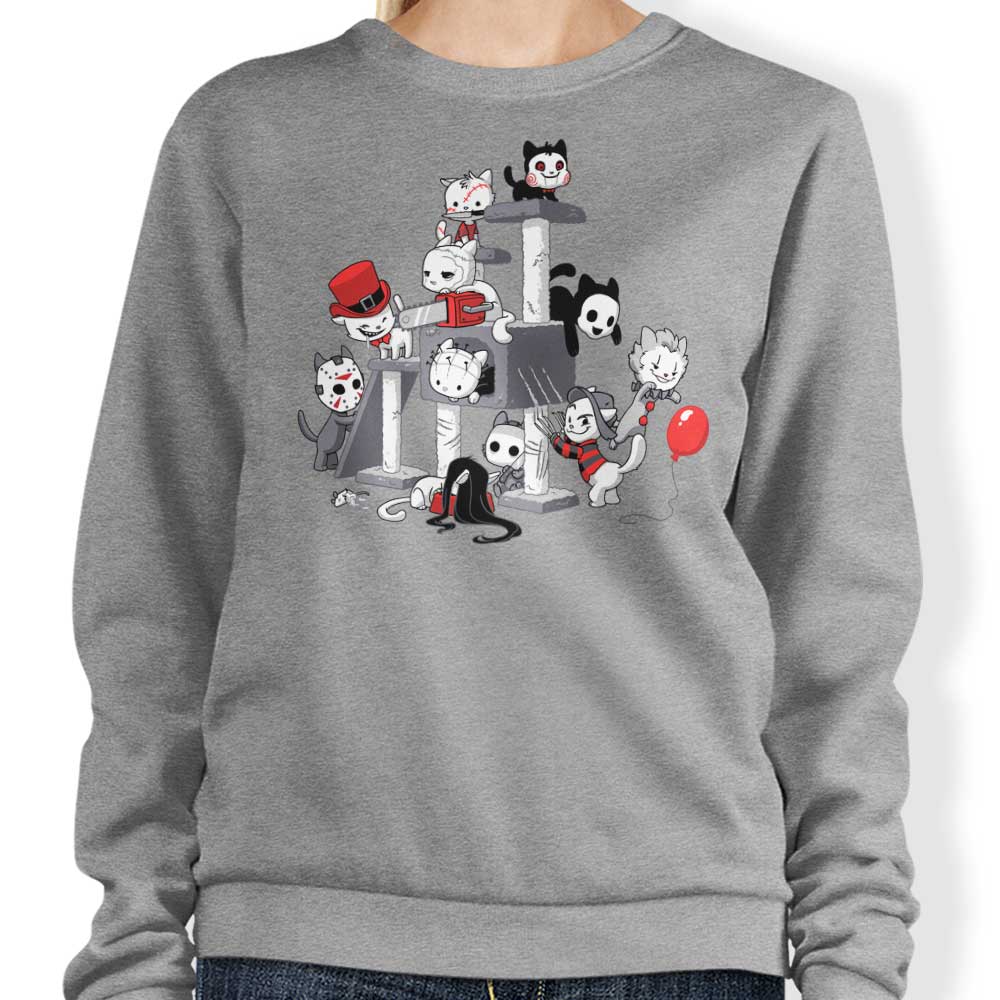 DoomCat's Creepy Horror Cats Crewneck Sweatshirt in S - 4XL Sizes
