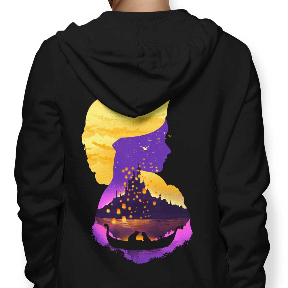 Stylish Tower Princess Silhouette Design Hooded Sweatshirt