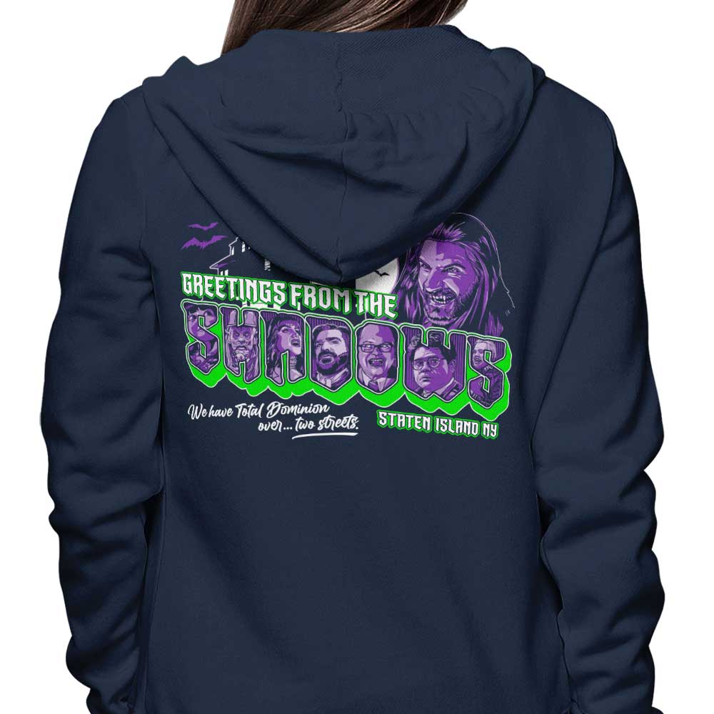 Mysterious 'Greetings from the Shadows' Stylish Hoodie