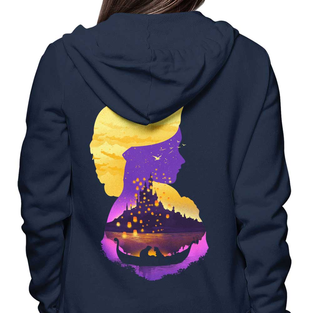 Stylish Tower Princess Silhouette Design Hooded Sweatshirt