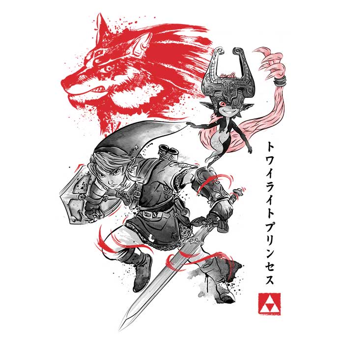 Dr. Monekers' Twilight Wolf Sumi - e Design Zip - Up and Pullover Hoodies