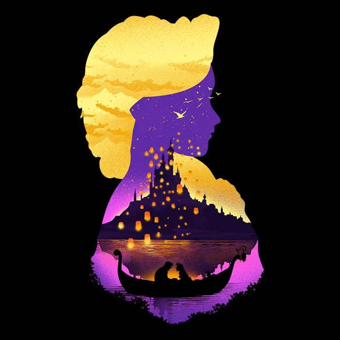 Stylish Tower Princess Silhouette Design Hooded Sweatshirt