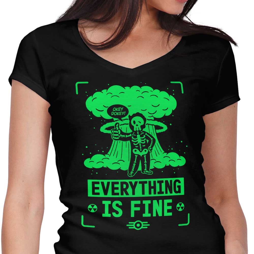 Stylish Women's V-Neck T-Shirt Inspired by Nuclear Boy Design