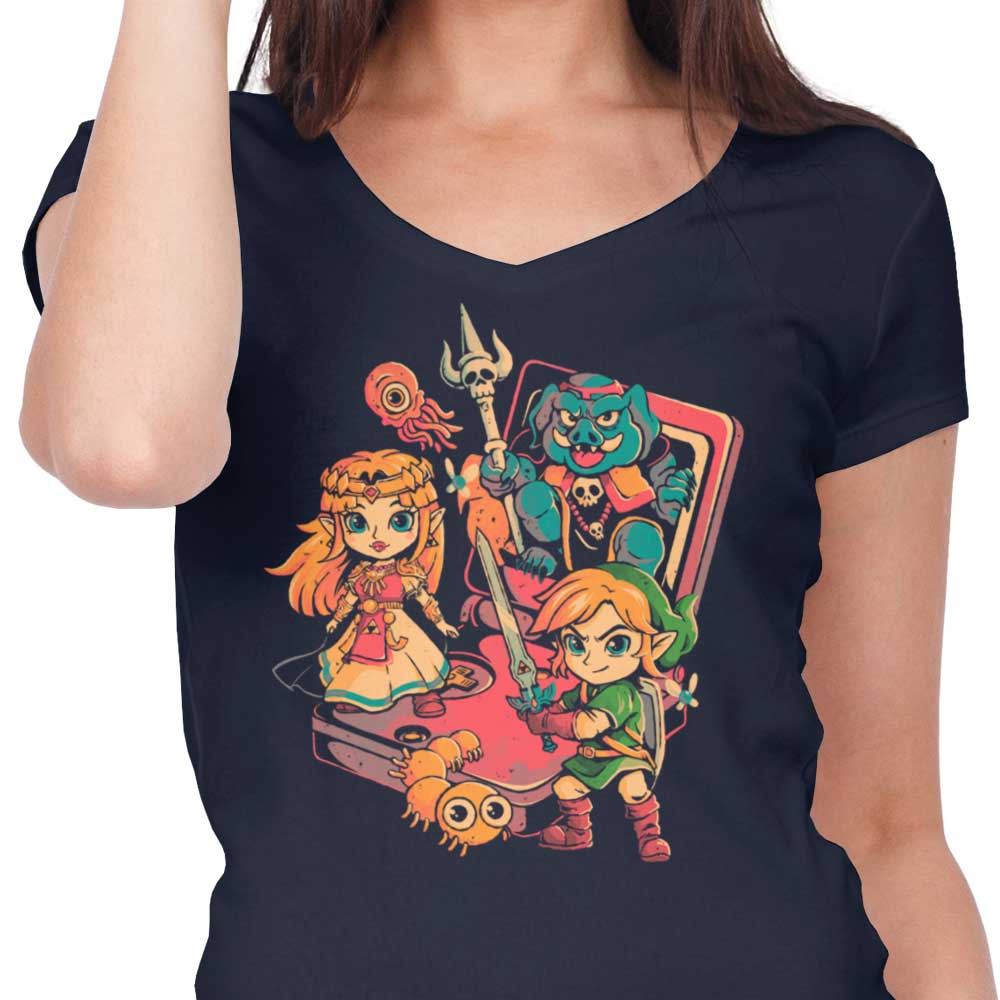 Arigatees' Stylish Women's V-Neck Brave Game Boy Top