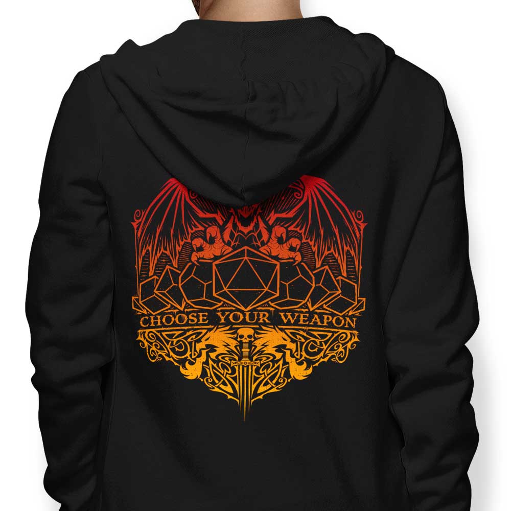 StudioM6's 'Choose Your Weapon' 8.5 Ounce Zip-Up & Pullover Hoodies in S - 4XL