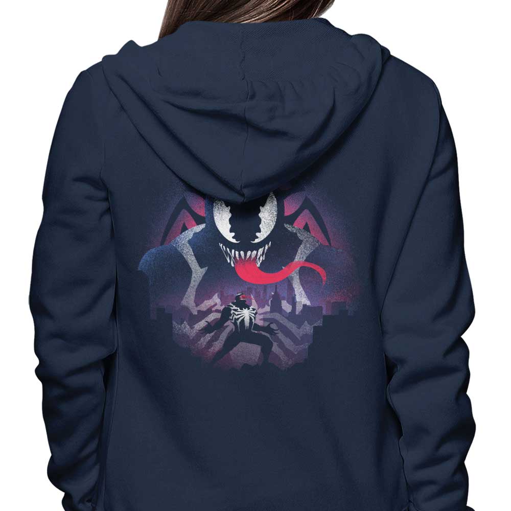 Stylish Black Symbiote Inspired Hoodie by Donnie Illustrations