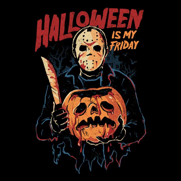 Elegant Women's V-Neck T-Shirt with 'Halloween is My Friday' Design