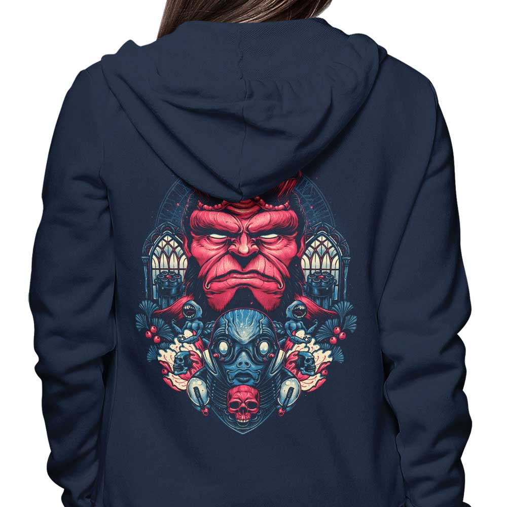 Fire and Water Themed Glitchygorilla Zip-Up and Pullover Hoodies